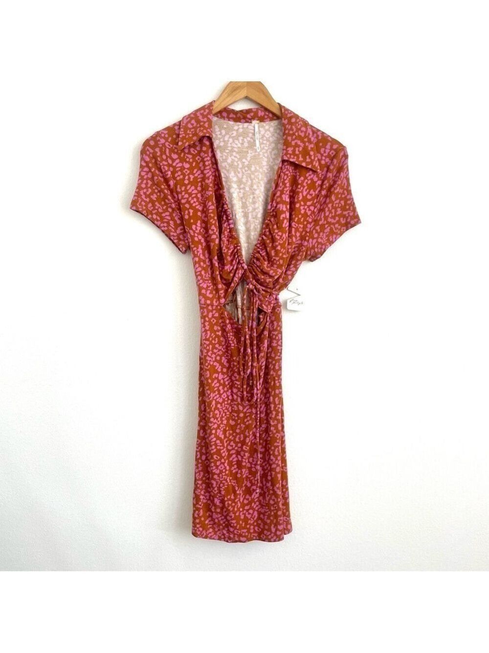 Free people rust animal print wrap dress - Picture 2 of 9
